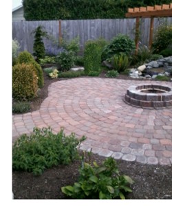 Landscaping with pavers and firepit